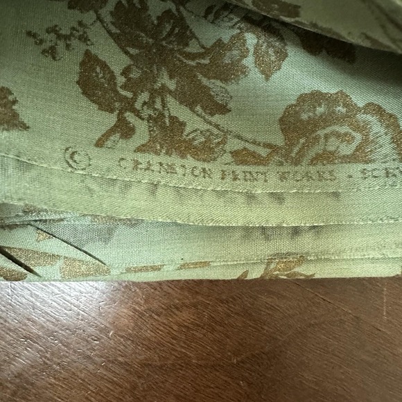 Vtg MCM Retro Green Gold Metallic Floral Rose Craft Upholstery Fabric 6 Yard NEW